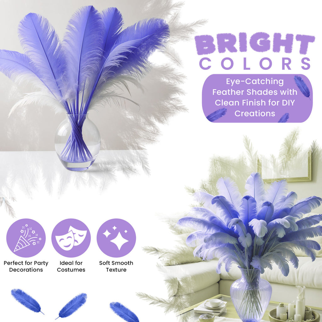 35-40cm Loose Ostrich Feathers, 5pcs - Lilac