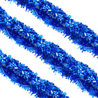 2m Christmas Wide Tinsel Garland - Blue