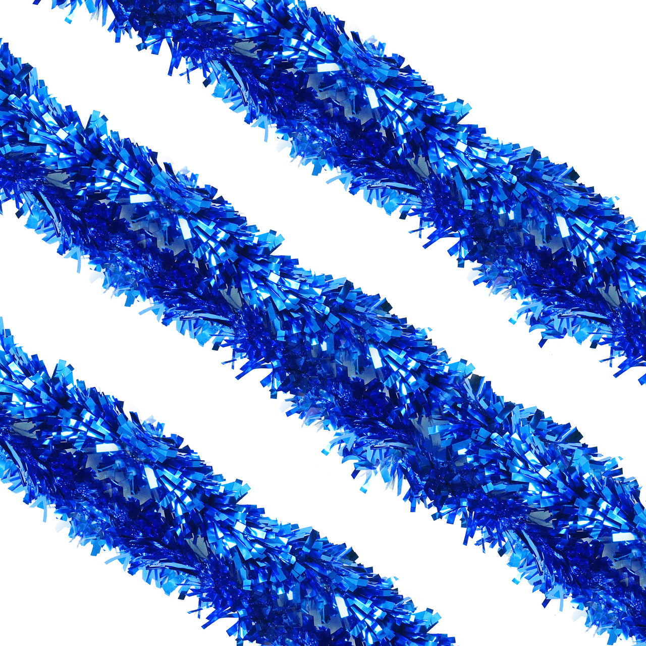 2m Christmas Wide Tinsel Garland - Blue