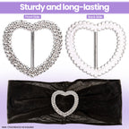 Heart Silver Slider Buckle Chair Bands - 10pcs