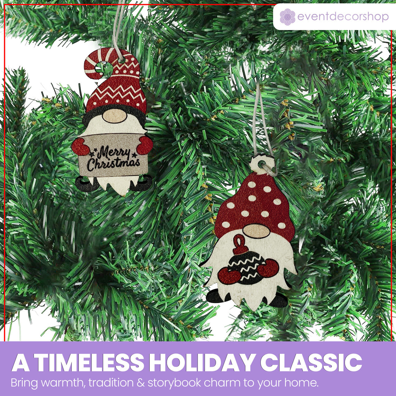 Wooden Christmas Gnome & Santa Ornaments Set