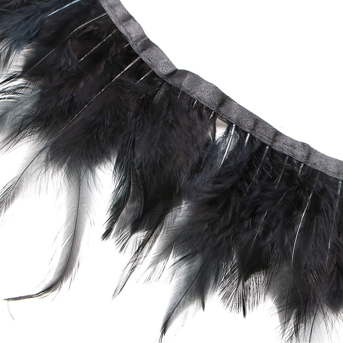 Rooster Feather Fringe for Costume - Black