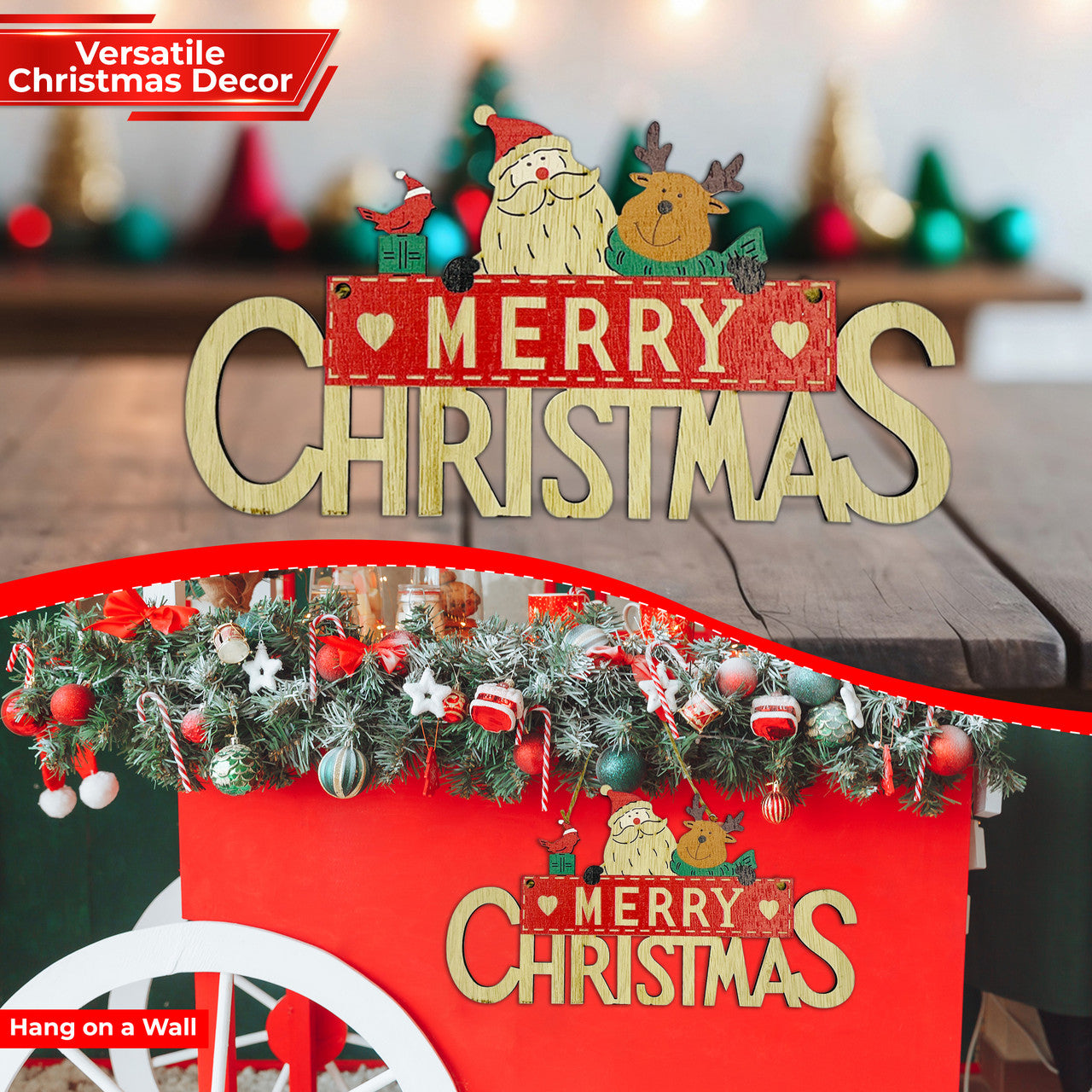 Merry Christmas  Wooden Plaque Hanging Sign