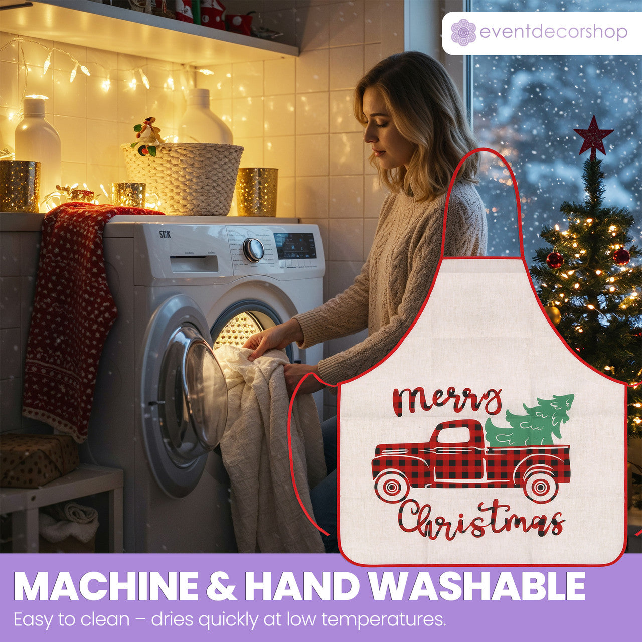 Unisex Christmas Apron – Festive Truck Design