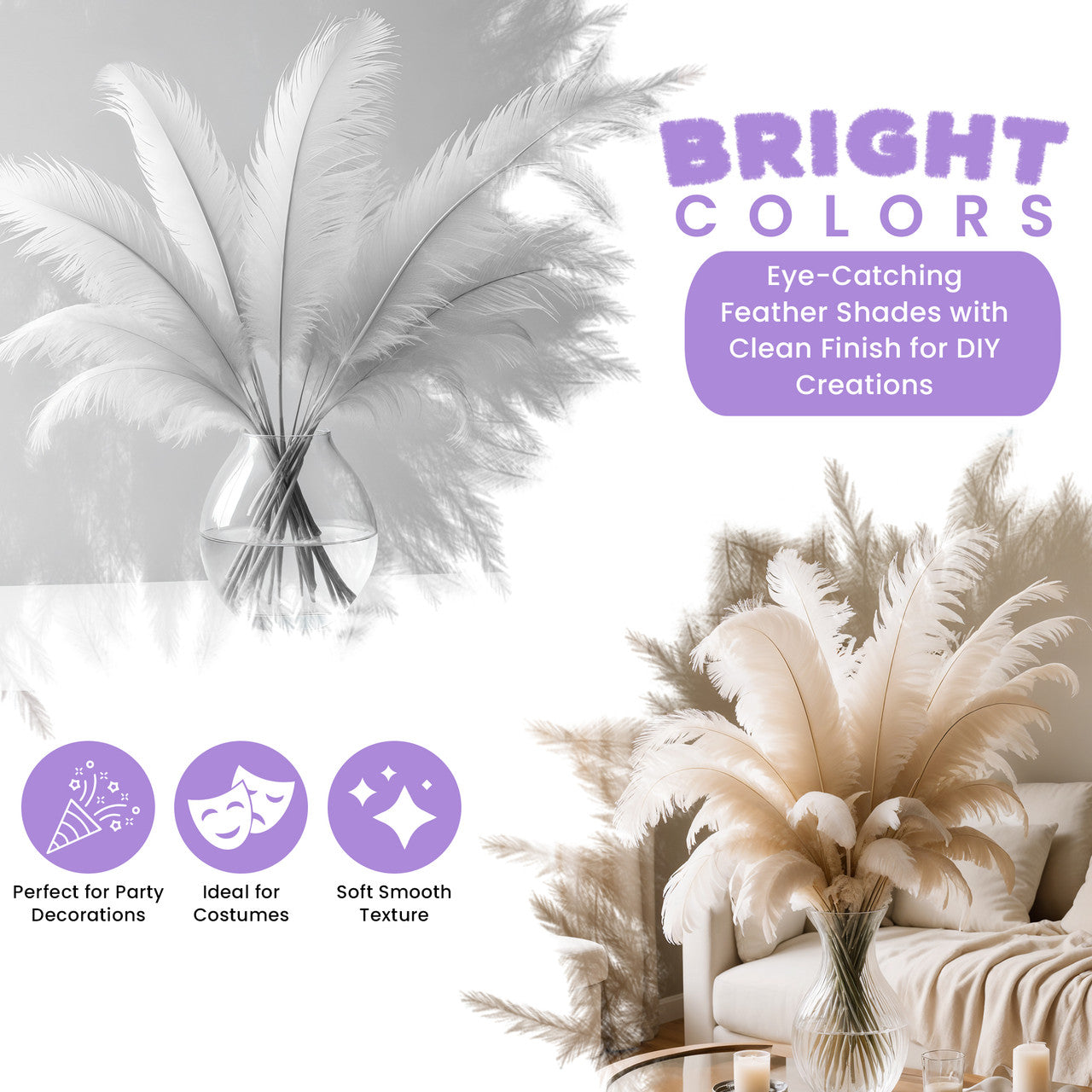 35-40cm Loose Ostrich Feathers, 5pcs - Silver
