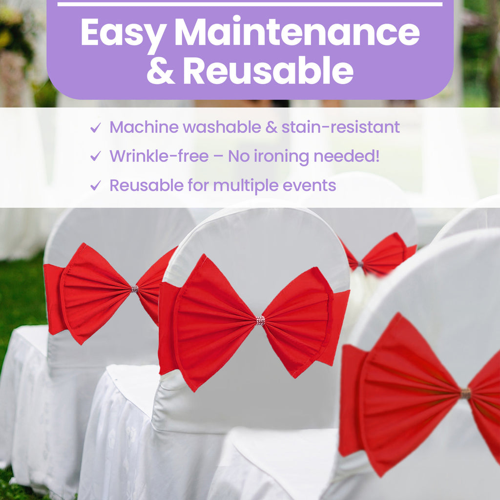 Spandex Chair Band with Large Bow - Red