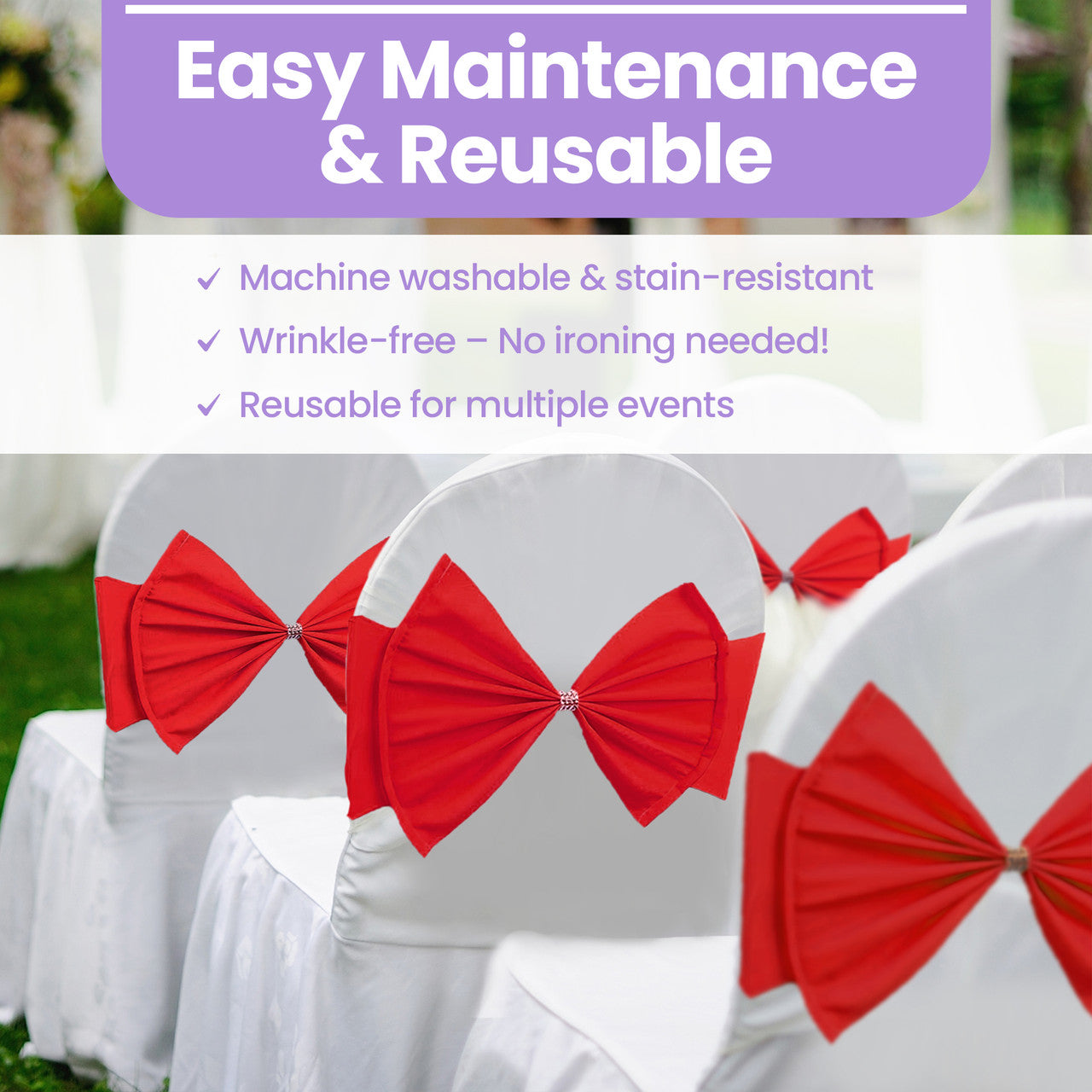 Spandex Chair Band with Large Bow - Red