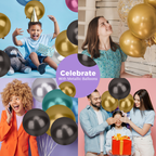 Metallic Shiny Balloons - Black & Gold
