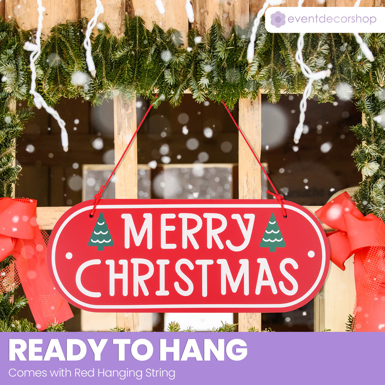 Merry Christmas Wooden Hanging Sign – Pine