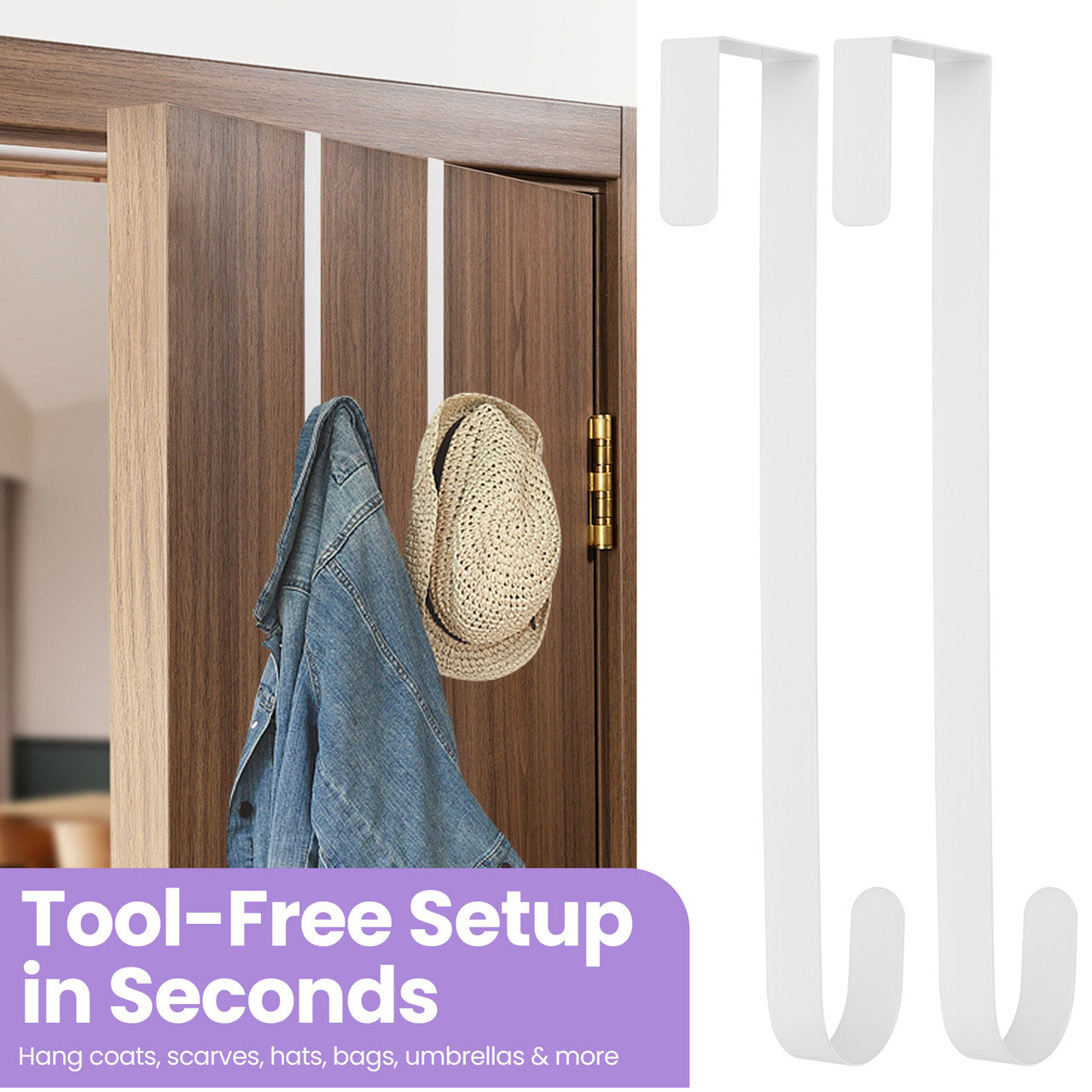 Wreath Hanger Hooks for Front Doors - 2 pack