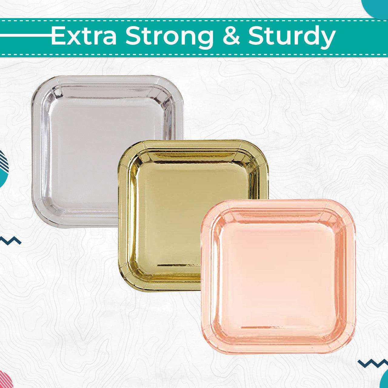Square Plate Tableware Party Set (Pack of 40) - Gold Foil