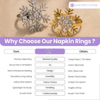 Snowflake Napkin Rings with Diamante – Christmas Table Décor - Gold