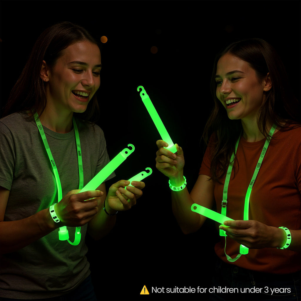 6" Premium Neon Glow Sticks (Pack of 25) - Green