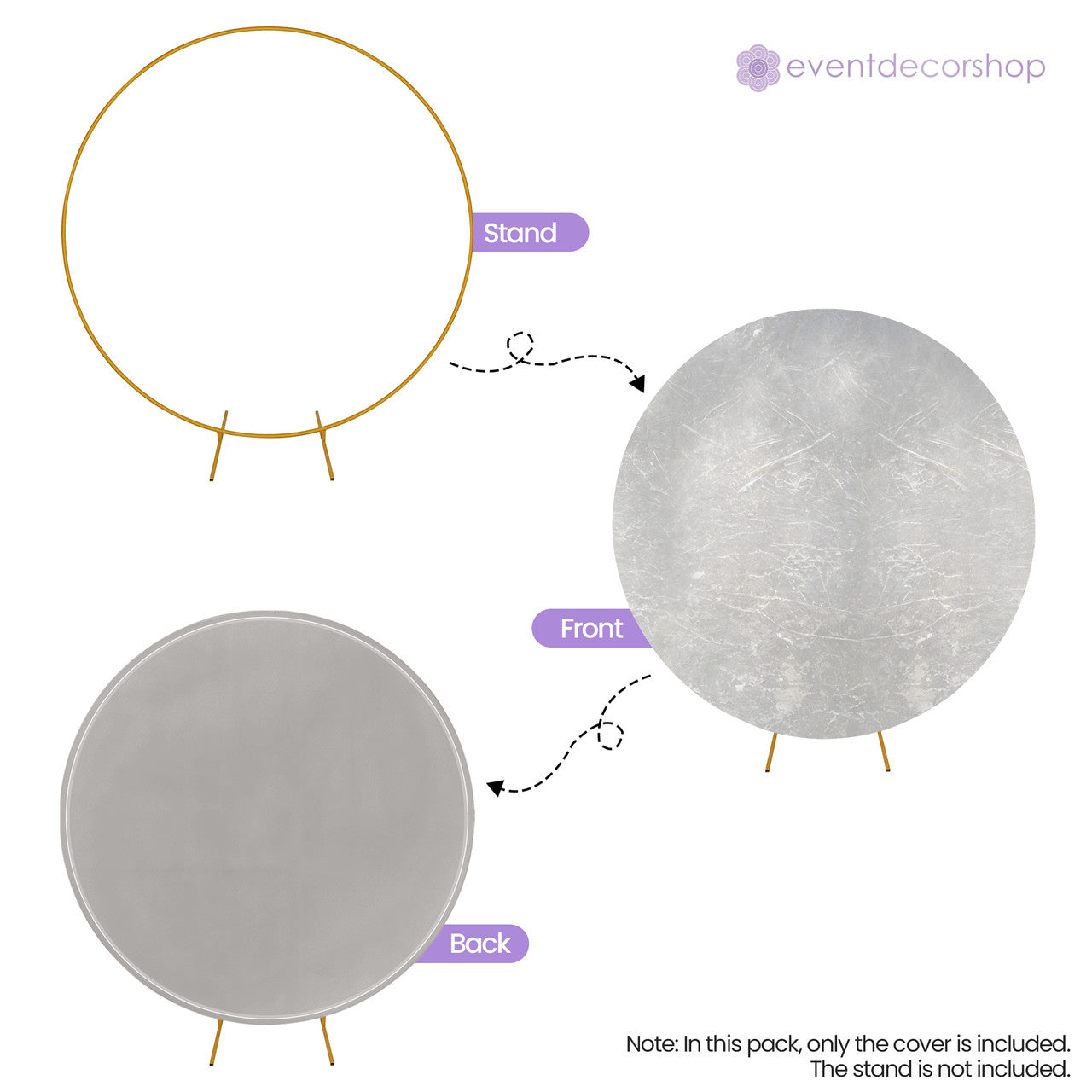 Arch Stand Spandex Cover - Shiny Silver