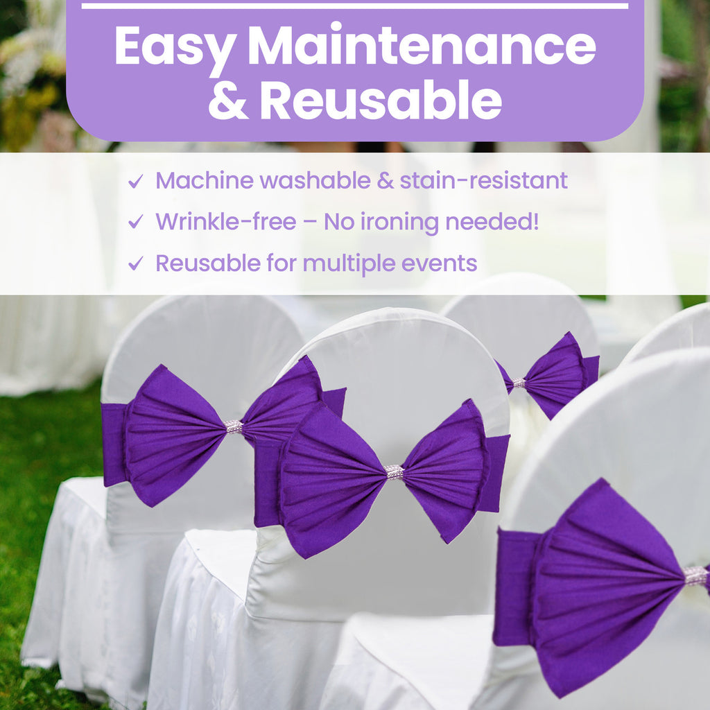 Spandex Chair Band with Large Bow - Purple