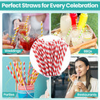 Red & White Striped Biodegradable Paper Straws