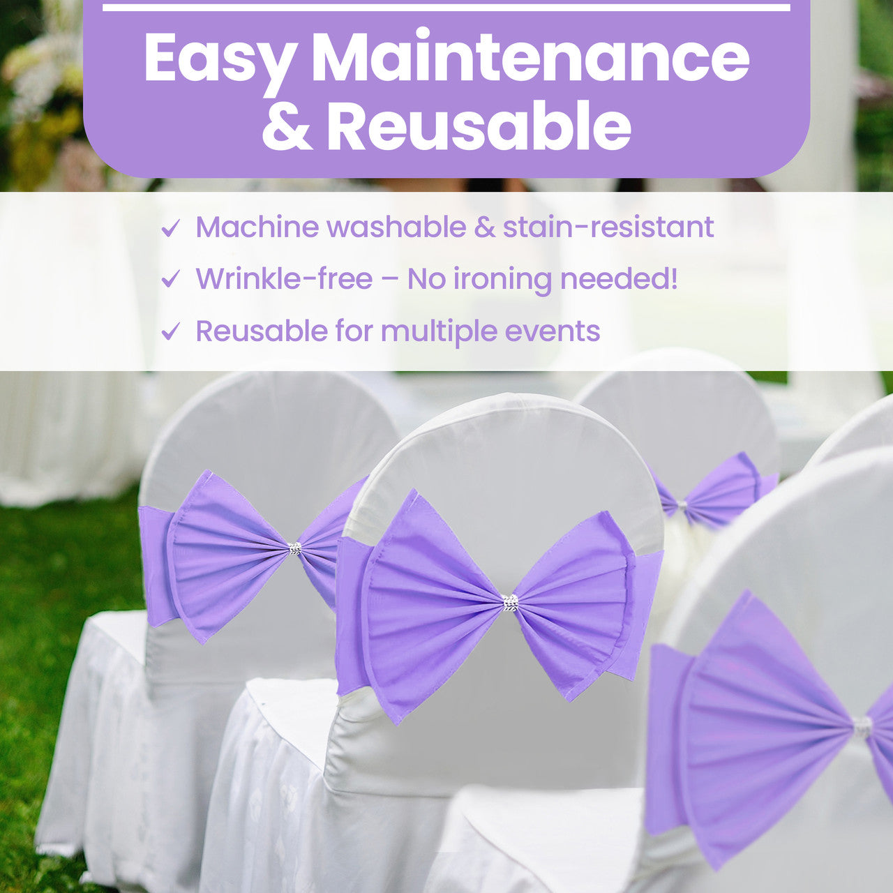 Spandex Chair Band with Large Bow - Lavender