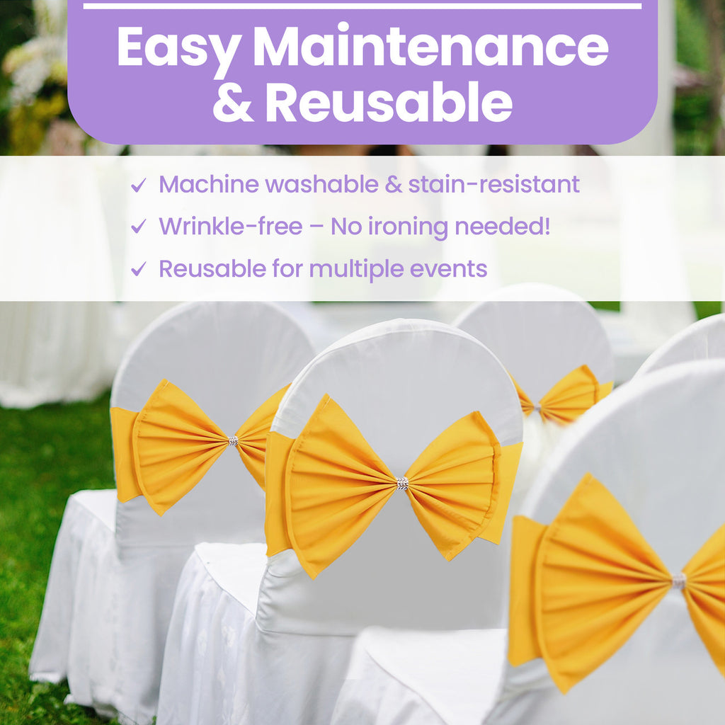 Spandex Chair Band with Large Bow - Gold