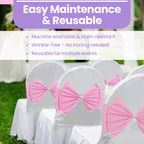 Spandex Chair Band with Large Bow - Pink
