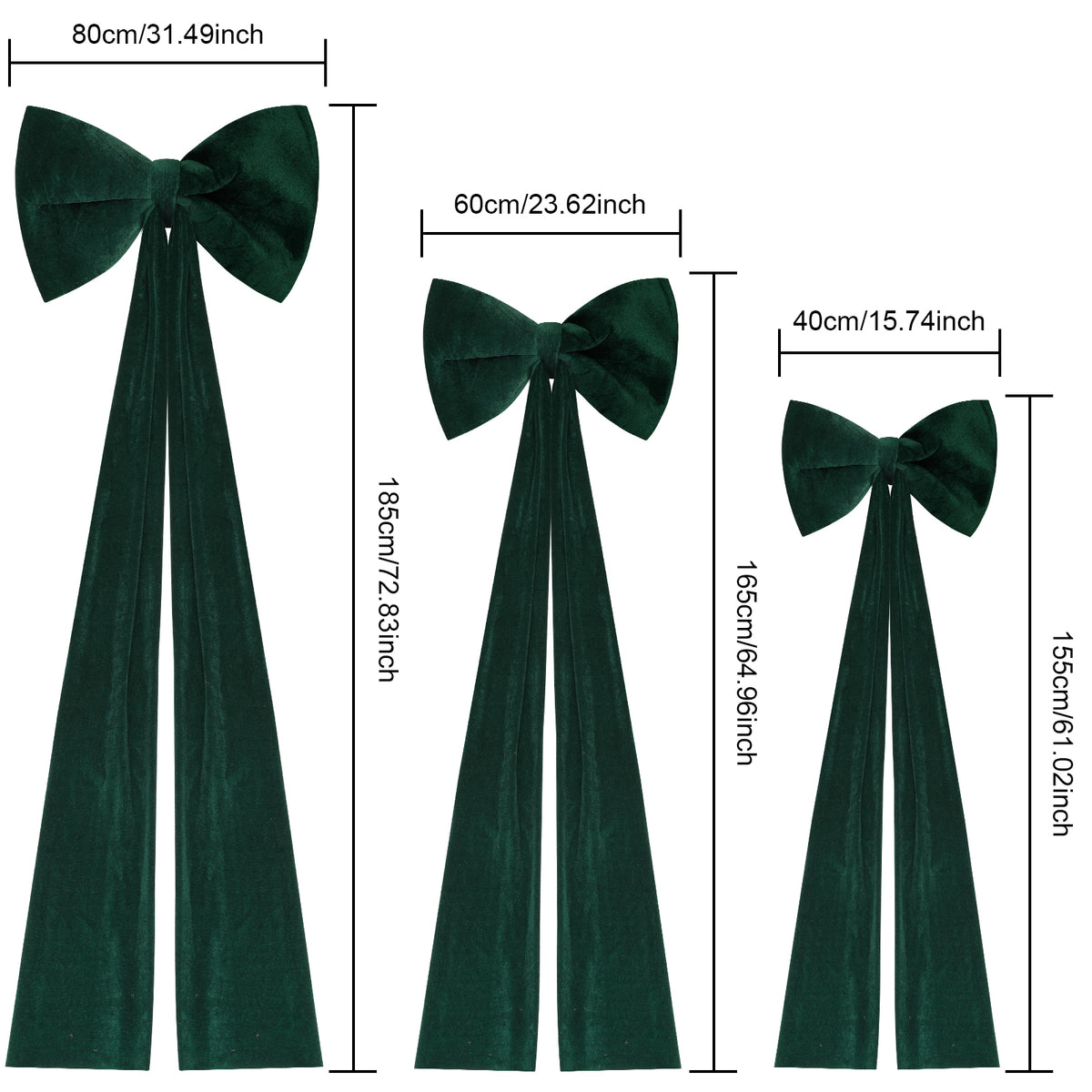 Velvet Christmas Tree Bow, Decorative Ribbon with Long Tail