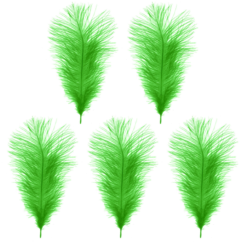 35-40cm Loose Ostrich Feathers, 5pcs - Green