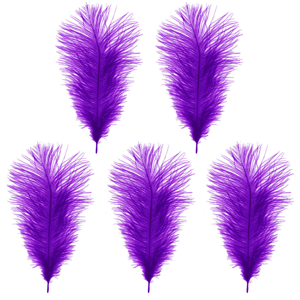 35-40cm Loose Ostrich Feathers, 5pcs - Purple