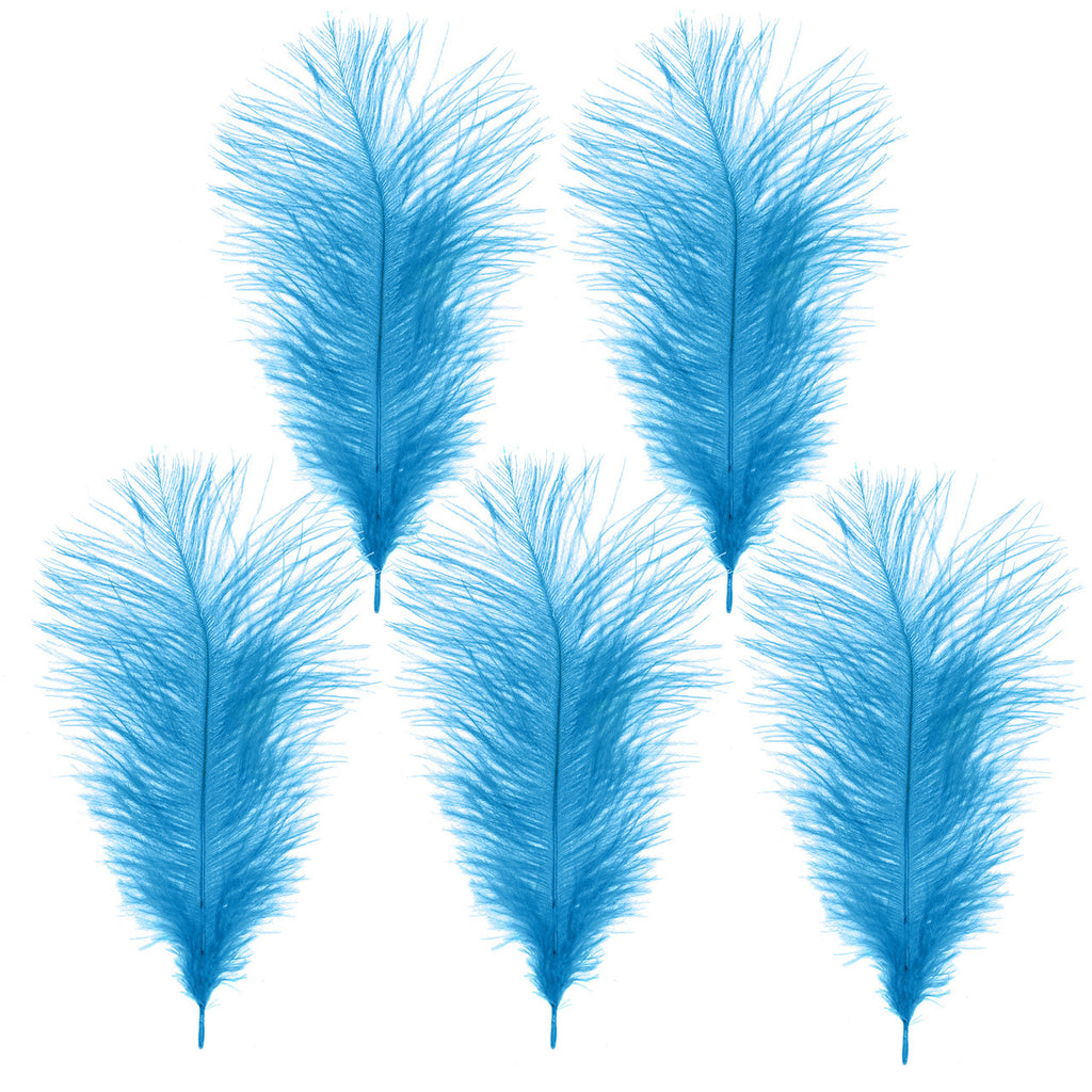 35-40cm Loose Ostrich Feathers, 5pcs - Turquoise