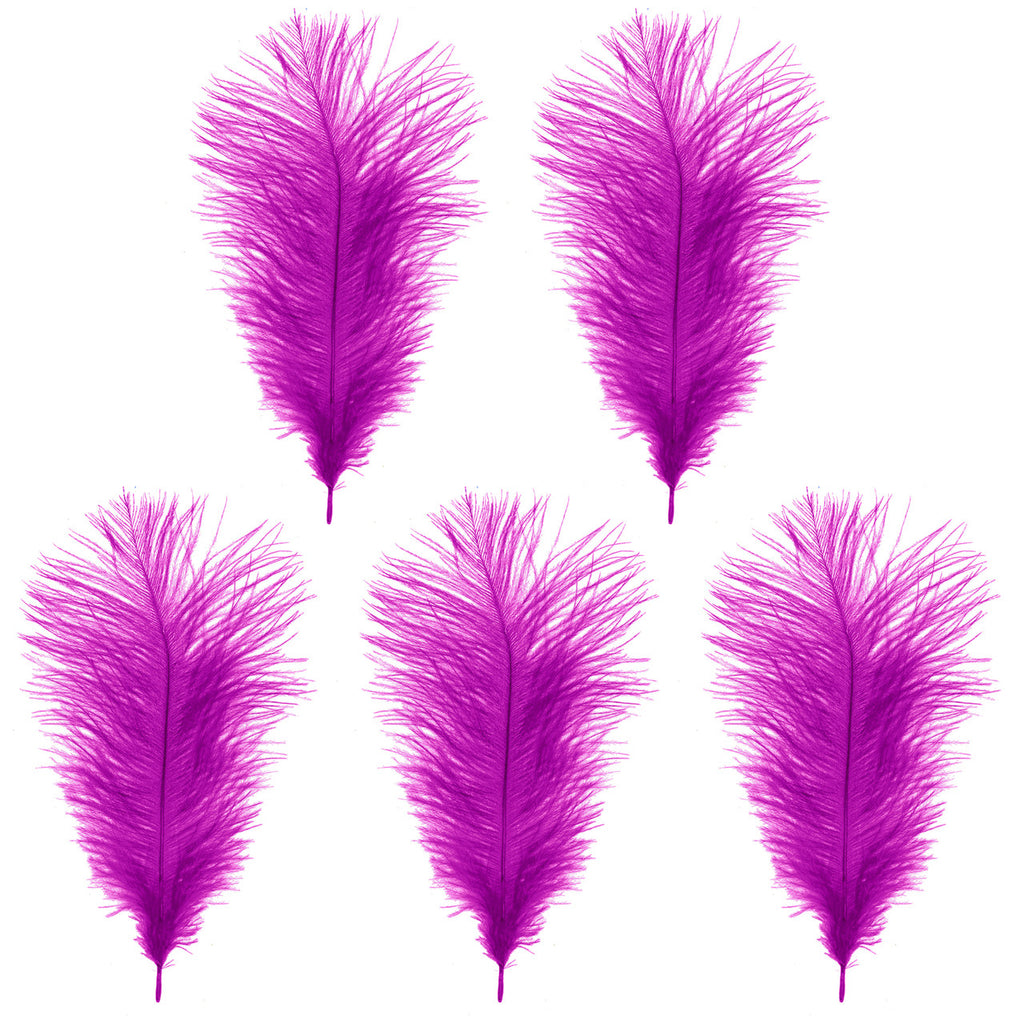 35-40cm Loose Ostrich Feathers, 5pcs - Hot Pink