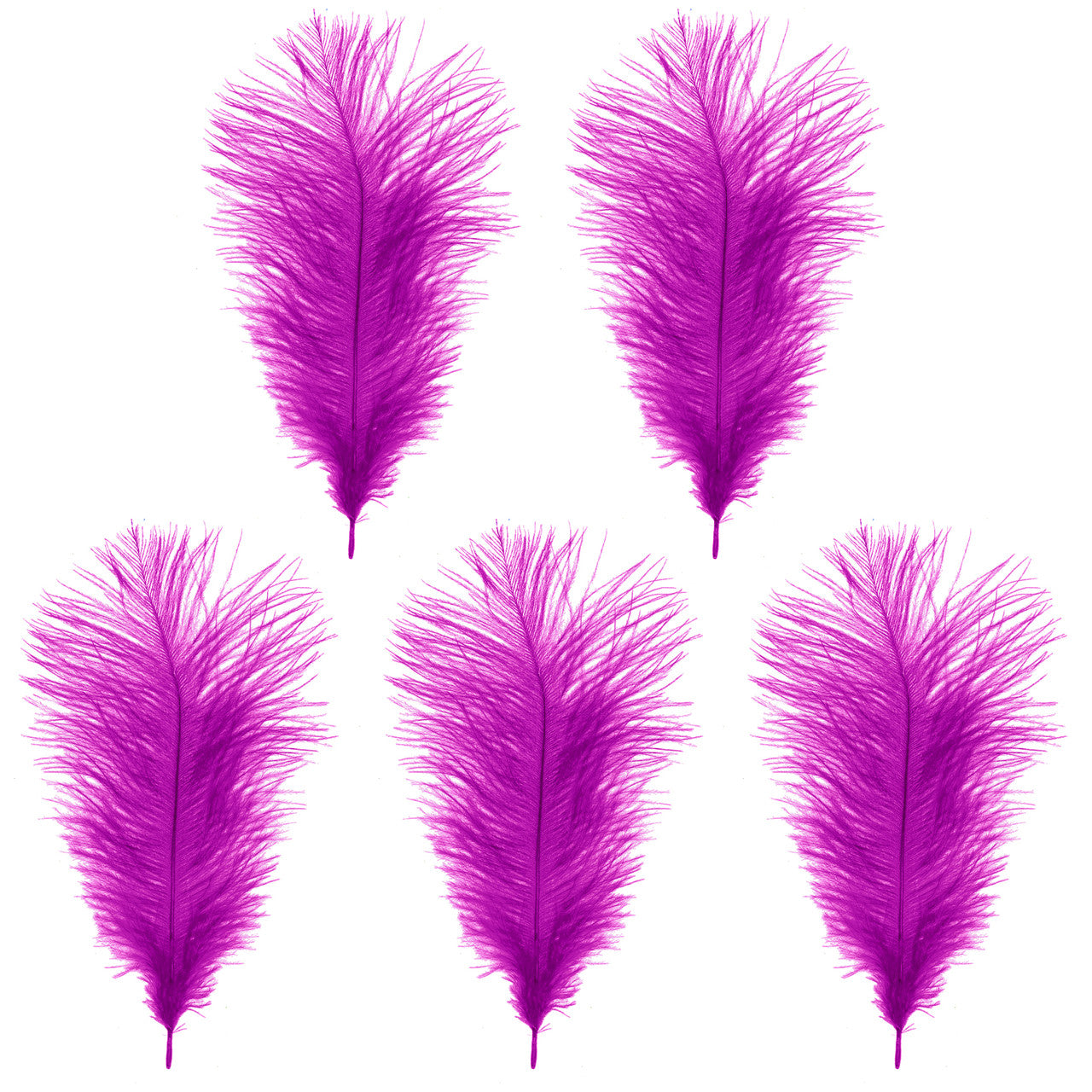 35-40cm Loose Ostrich Feathers, 5pcs - Hot Pink