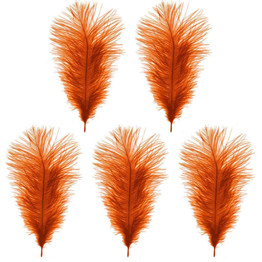 35-40cm Loose Ostrich Feathers, 5pcs - Orange