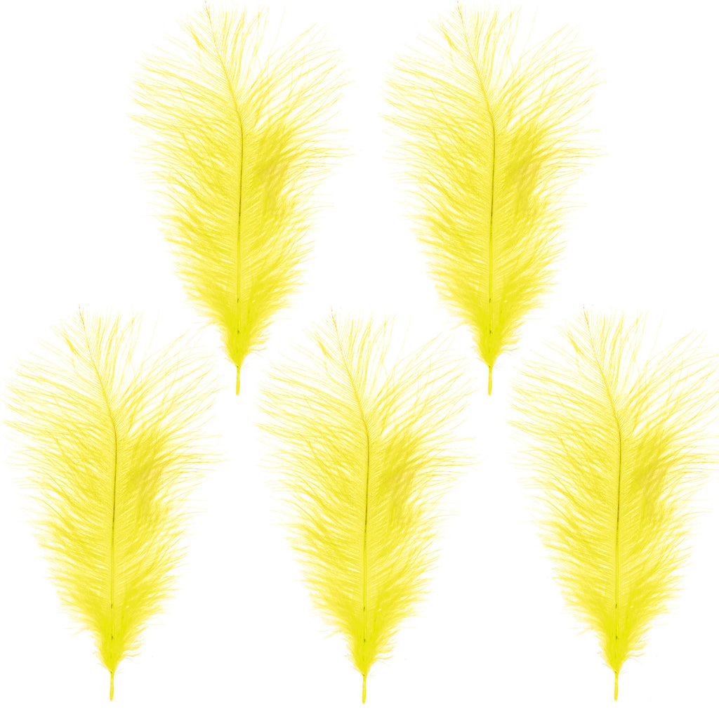 35-40cm Loose Ostrich Feathers, 5pcs - Yellow