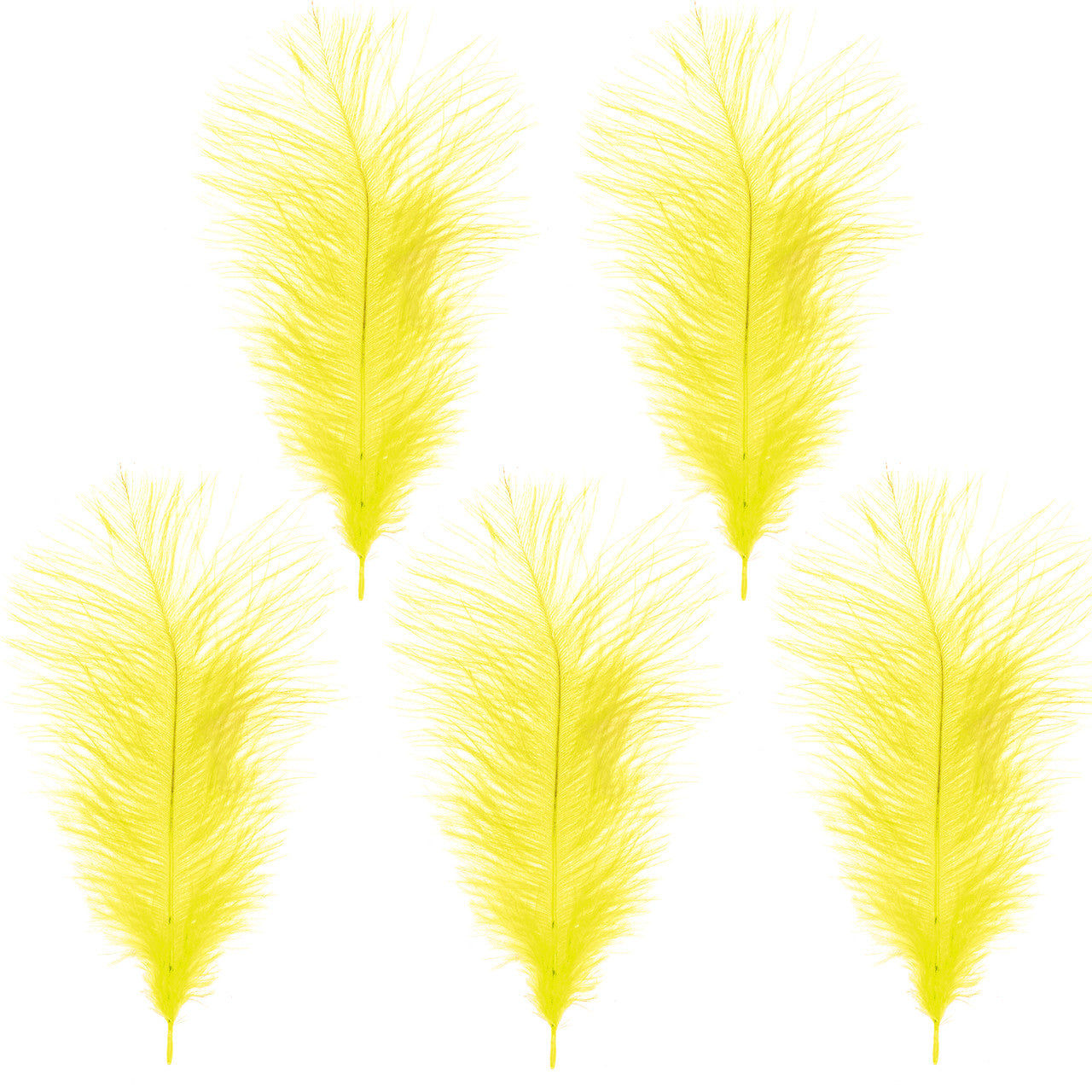 35-40cm Loose Ostrich Feathers, 5pcs - Yellow