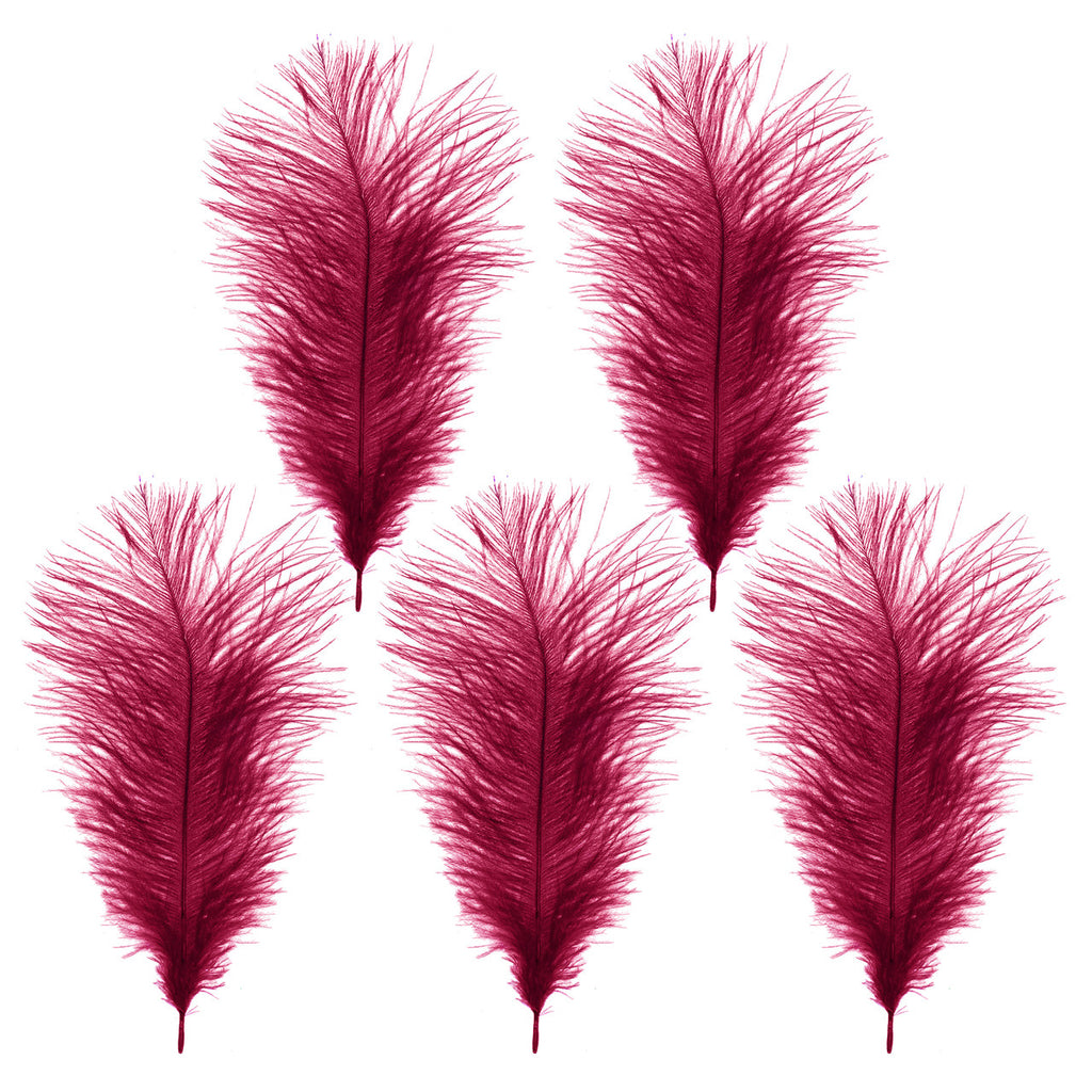 35-40cm Loose Ostrich Feathers, 5pcs - Burgundy
