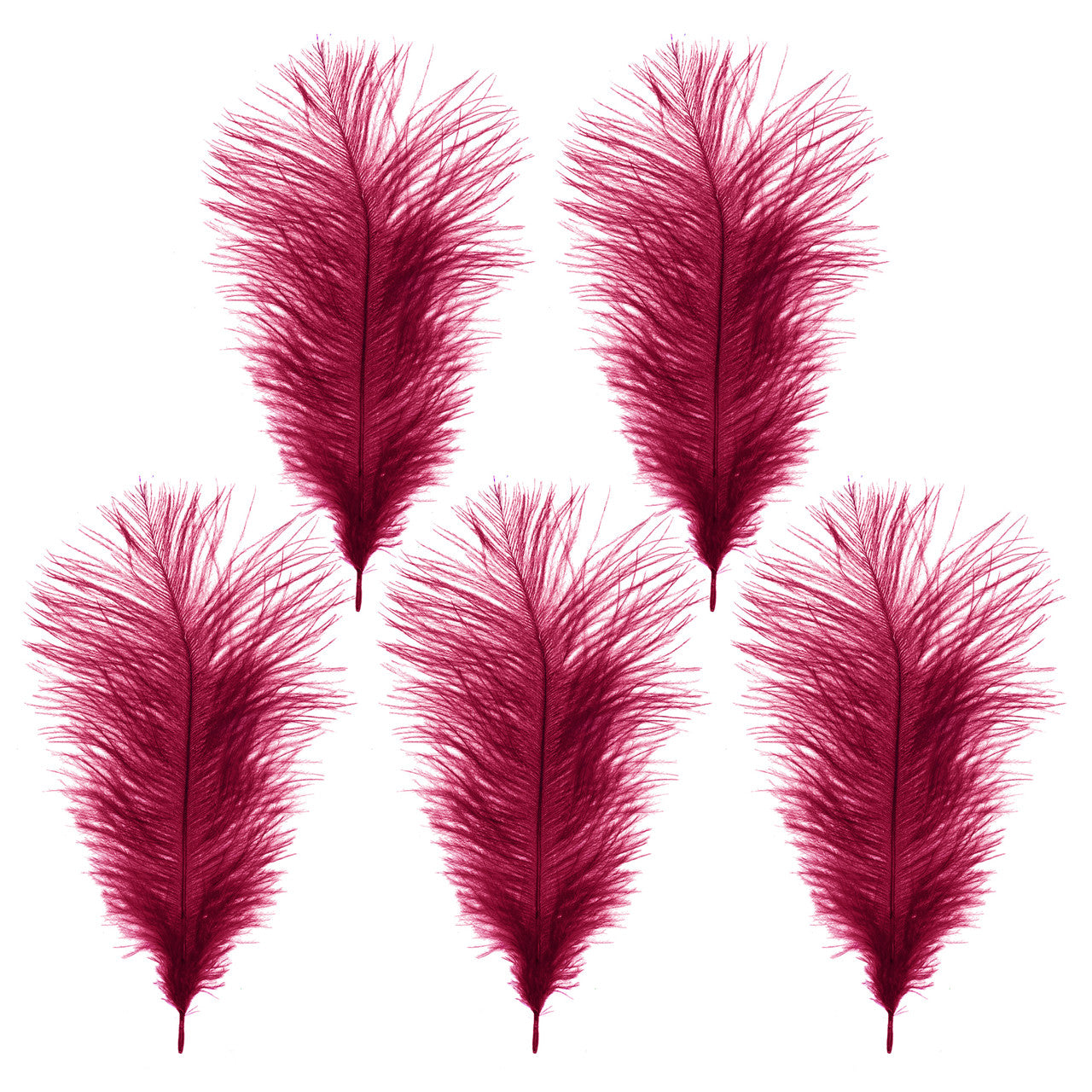 35-40cm Loose Ostrich Feathers, 5pcs - Burgundy