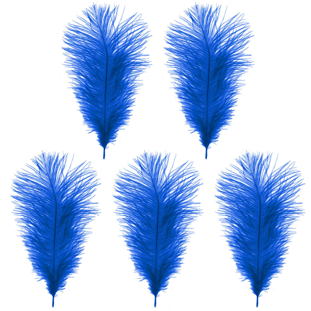 35-40cm Loose Ostrich Feathers, 5pcs - Royal Blue