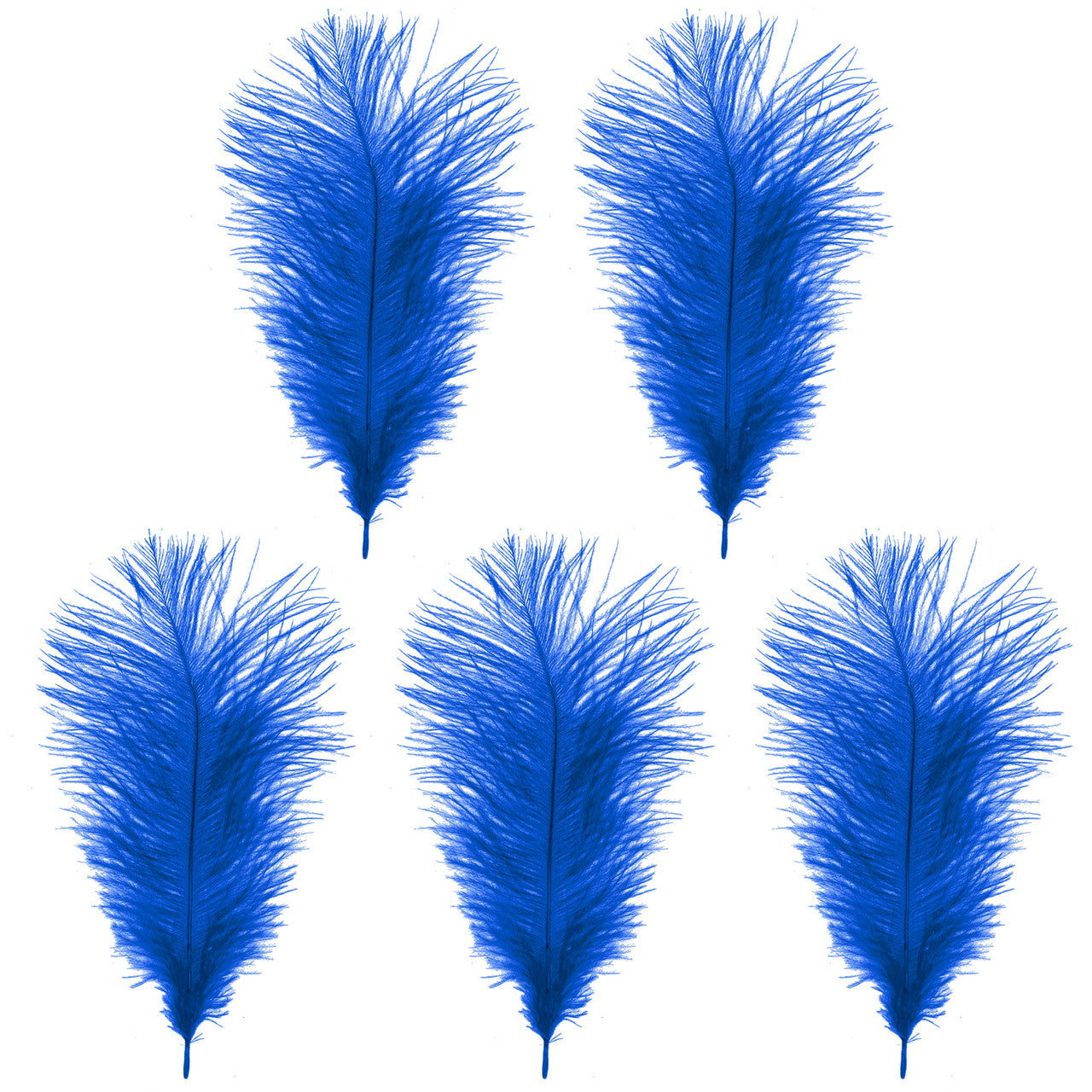 35-40cm Loose Ostrich Feathers, 5pcs - Royal Blue
