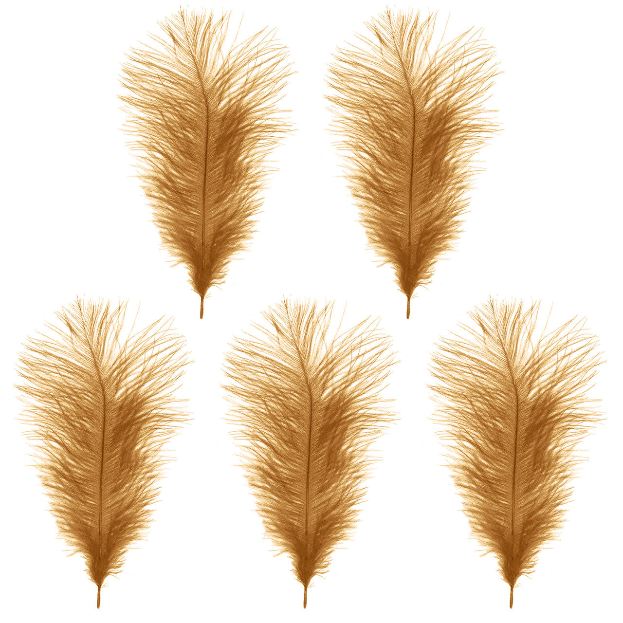 35-40cm Loose Ostrich Feathers, 5pcs - Gold