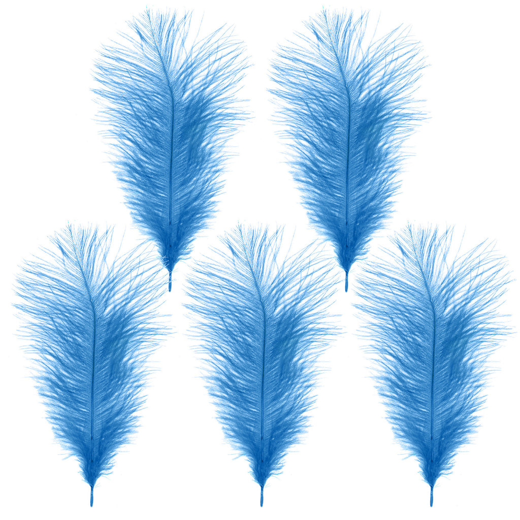 35-40cm Loose Ostrich Feathers, 5pcs - Baby Blue