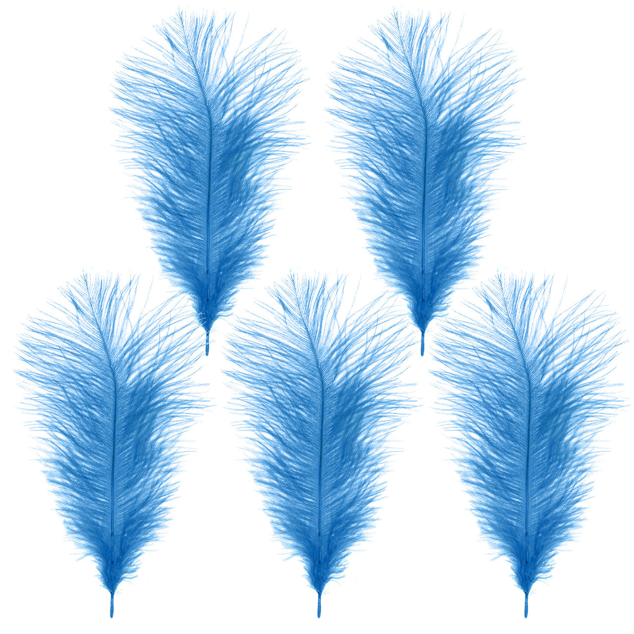 35-40cm Loose Ostrich Feathers, 5pcs - Baby Blue