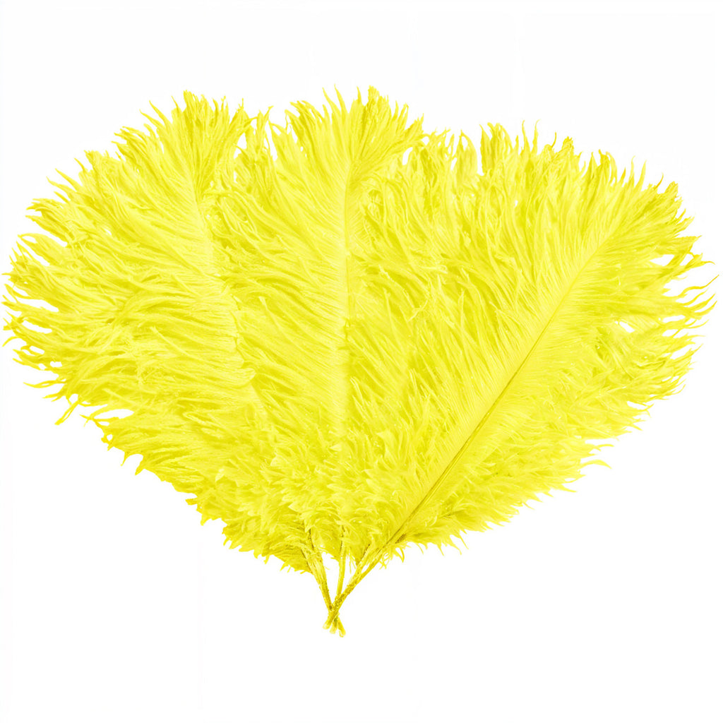 35-40cm Loose Ostrich Feathers, 5pcs - Yellow