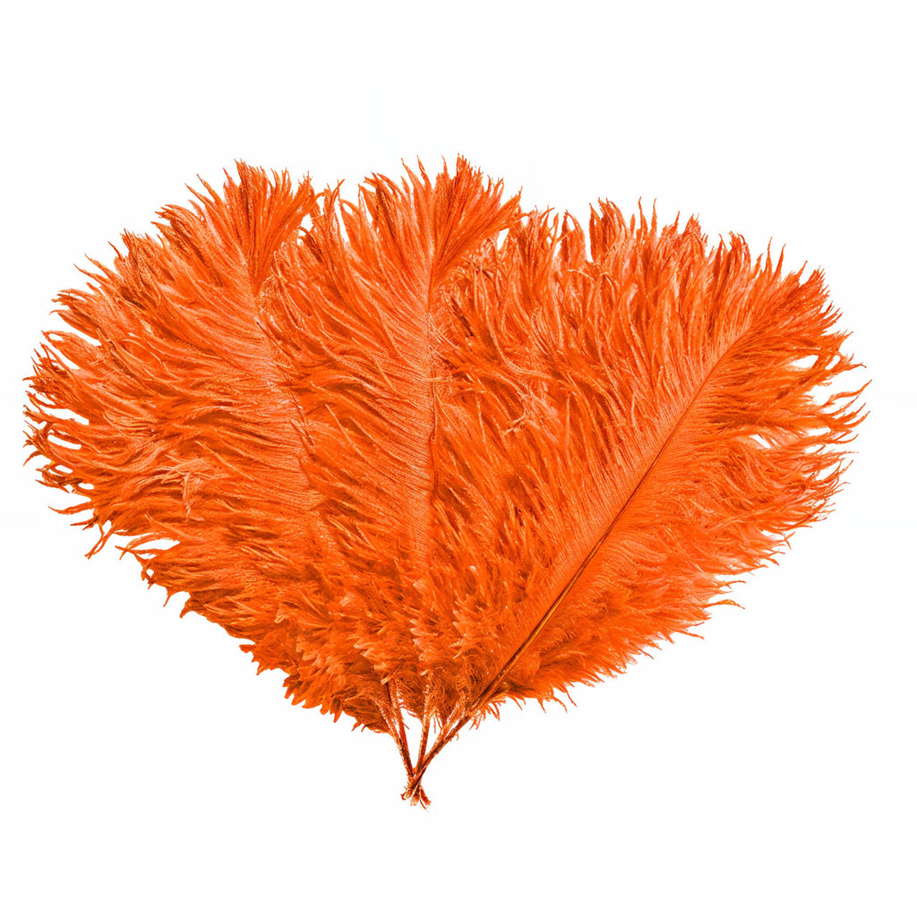 35-40cm Loose Ostrich Feathers, 5pcs - Orange