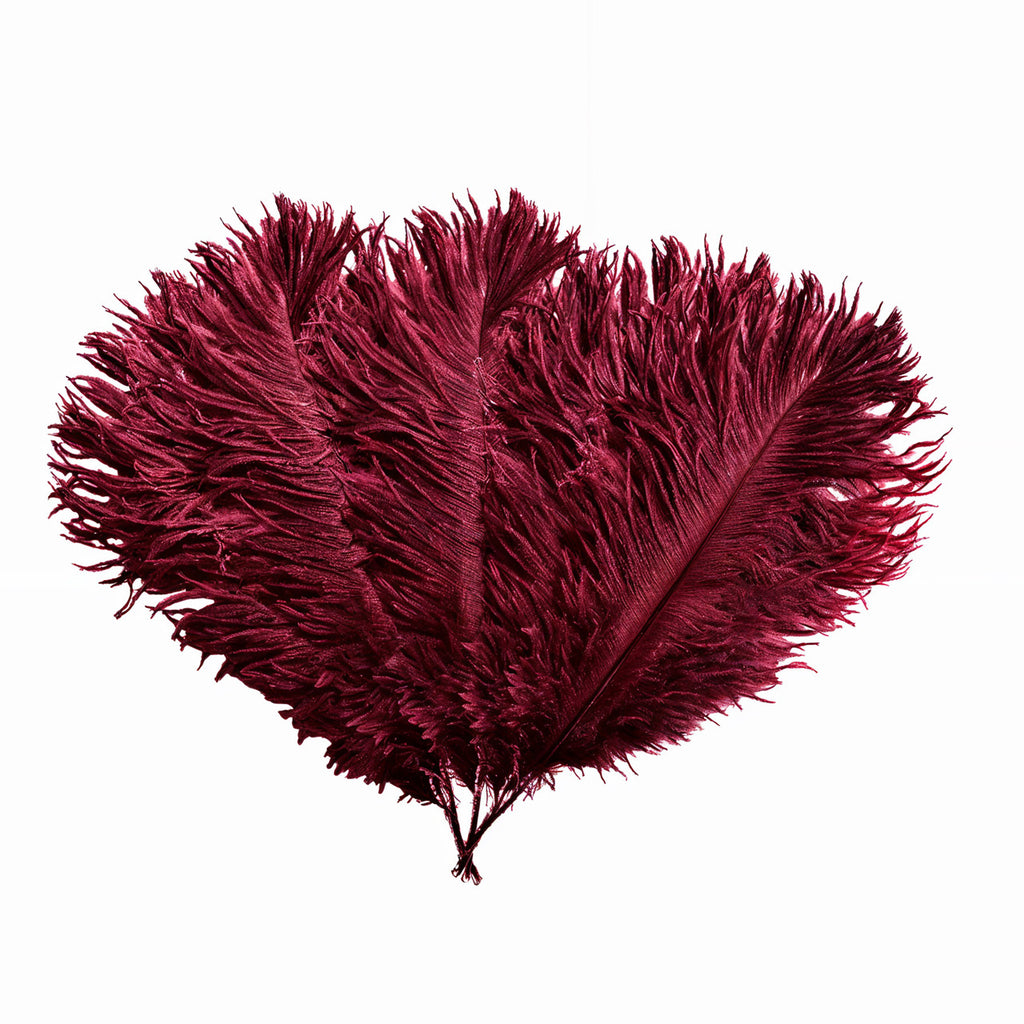 35-40cm Loose Ostrich Feathers, 5pcs - Burgundy