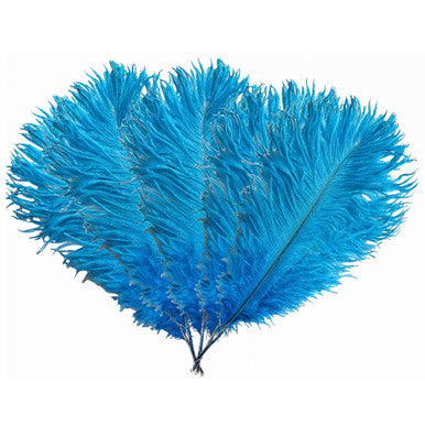 35-40cm Loose Ostrich Feathers, 5pcs - Turquoise