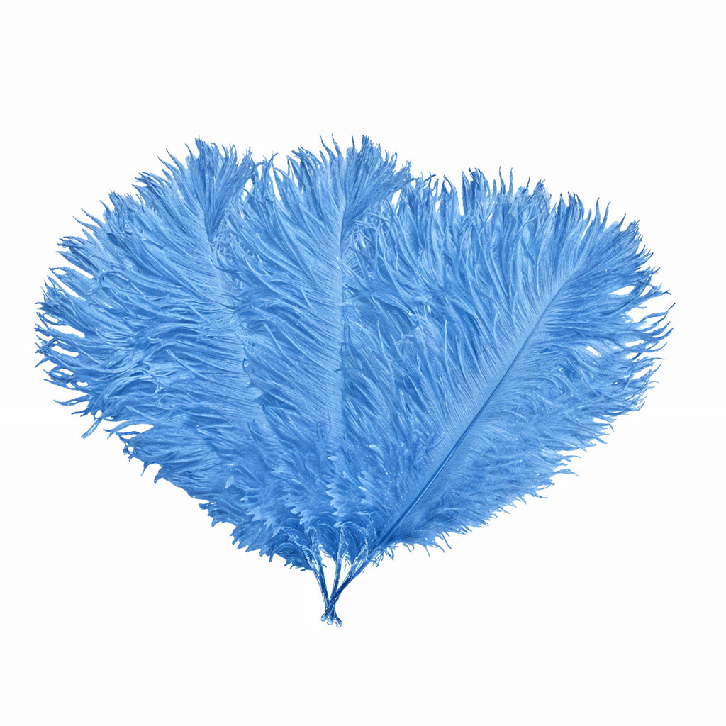 35-40cm Loose Ostrich Feathers, 5pcs - Baby Blue