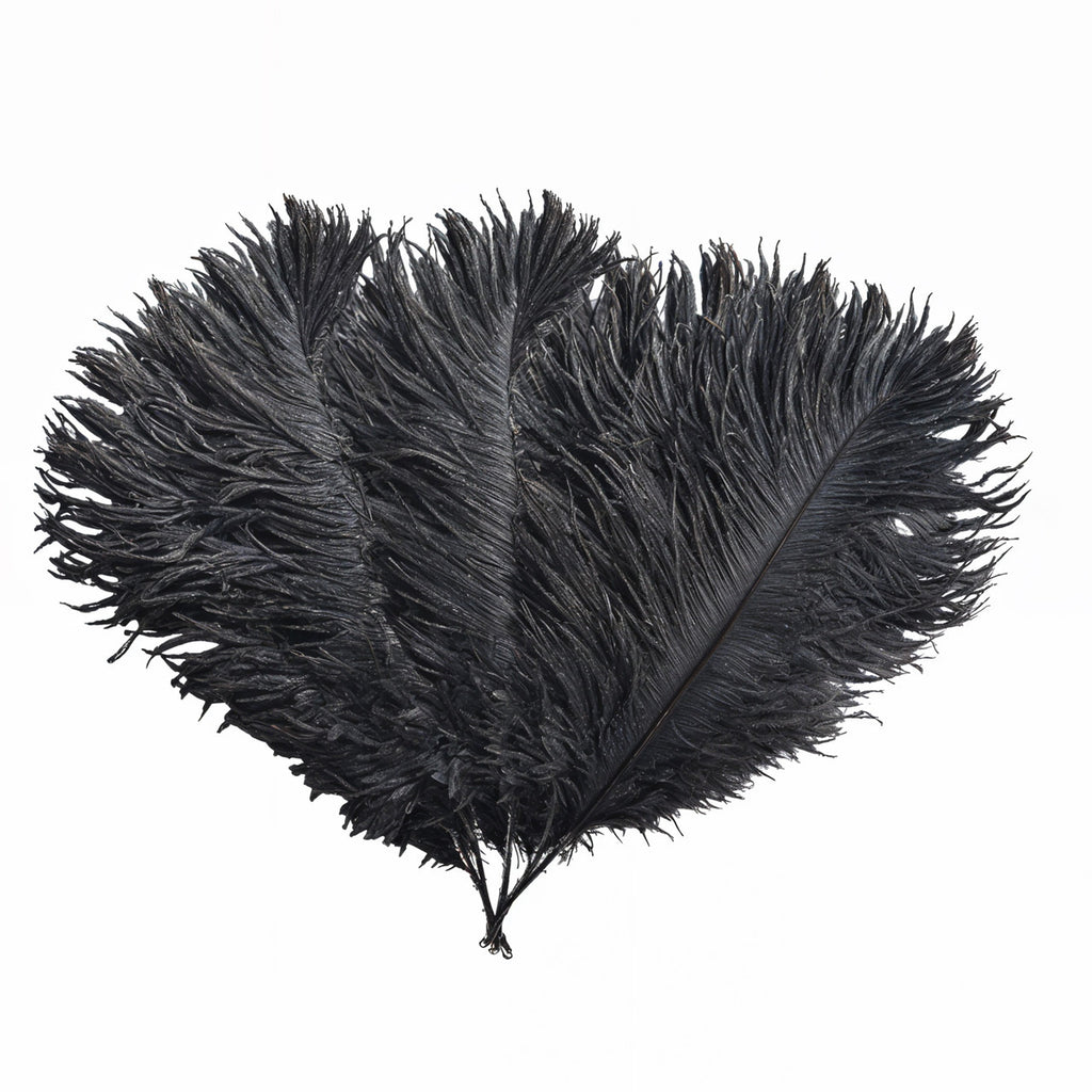 35-40cm Loose Ostrich Feathers, 5pcs - Black
