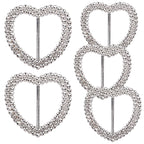 Heart Silver Slider Buckle Chair Bands - 5pcs