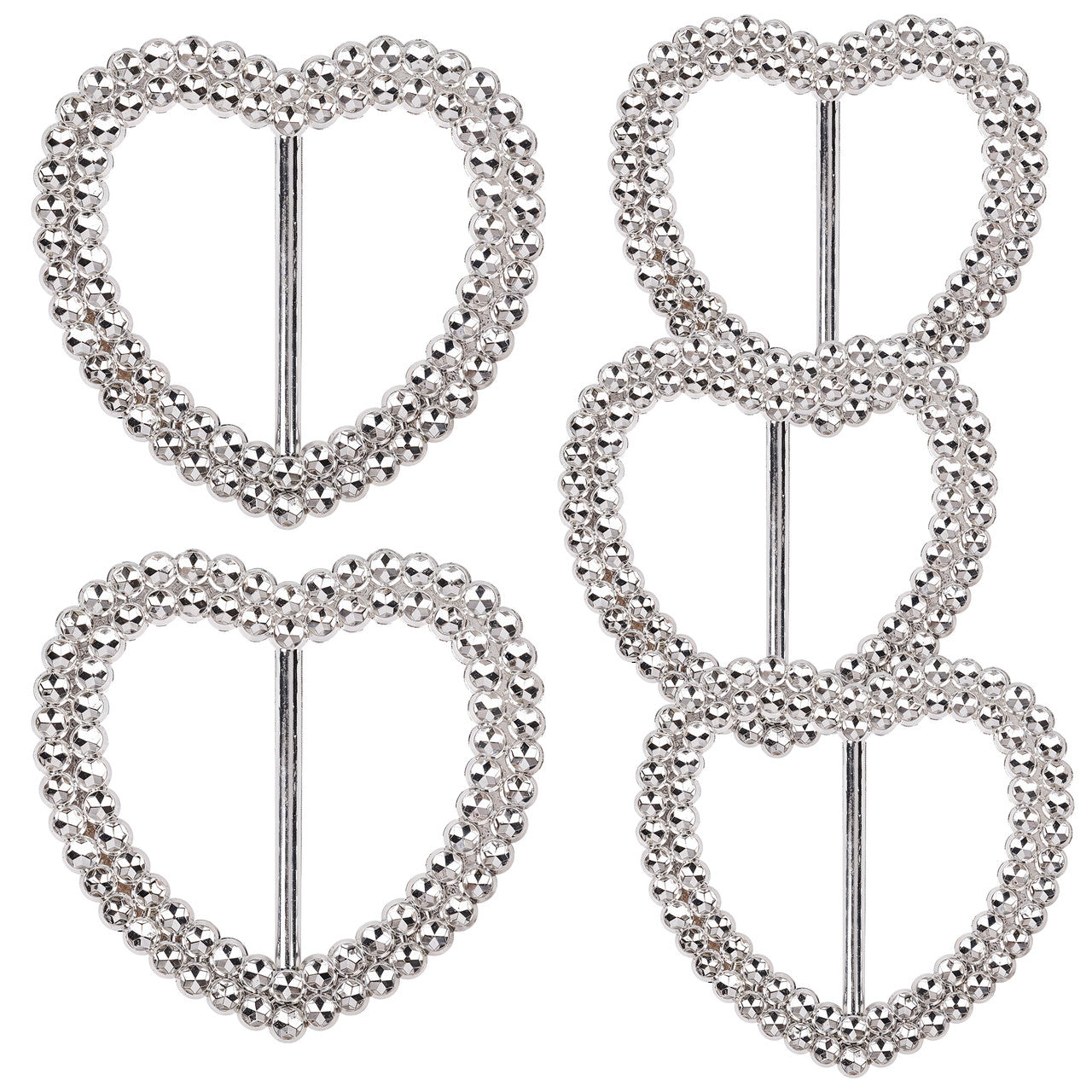 Heart Silver Slider Buckle Chair Bands - 5pcs