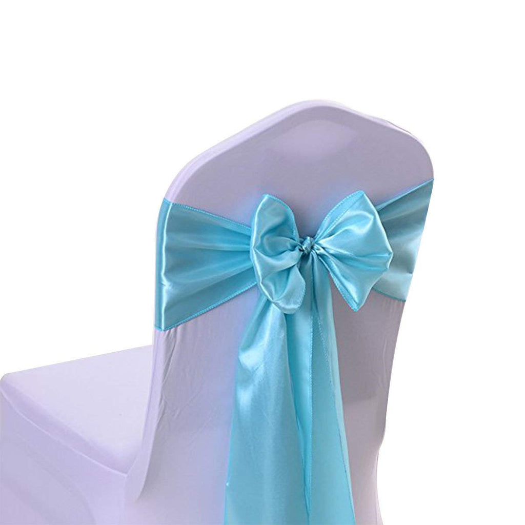 Premium Satin Chair Sash - Aqua Blue - 18cm x 274cm