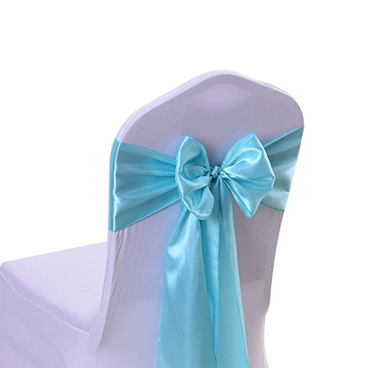 Premium Satin Chair Sash - Aqua Blue - 18cm x 274cm