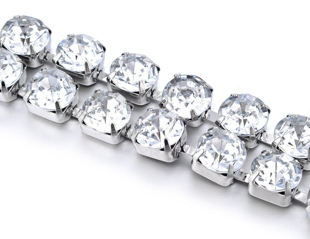 Diamante Silver Chain Belt -1 Row - 8mm